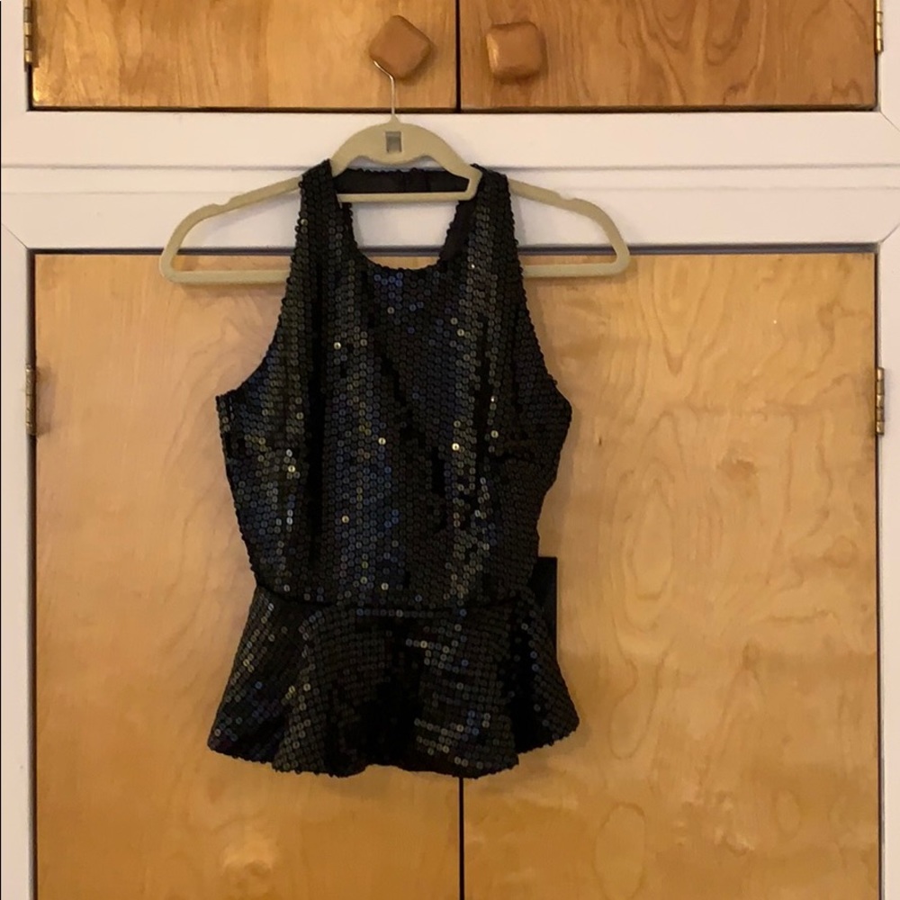 Black Sequence Halter Top